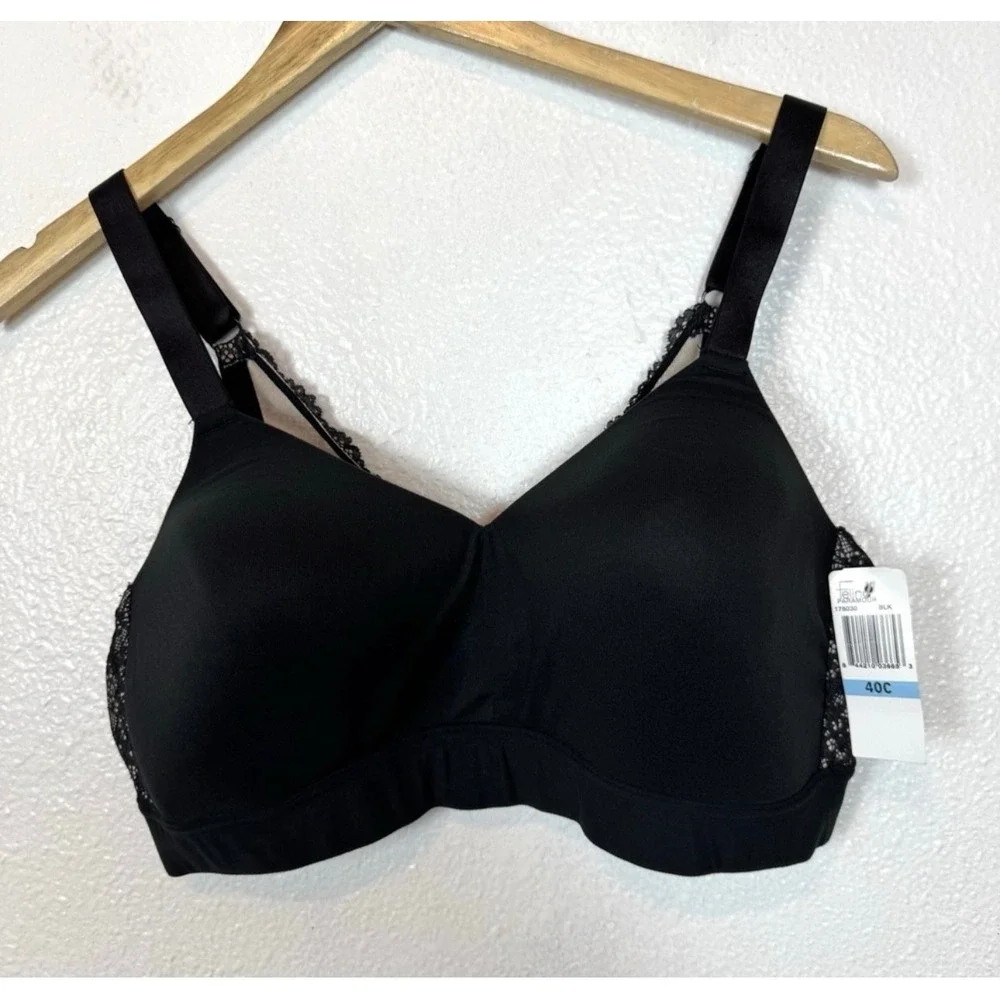 New Paramour by Felina Bra Women's 40C‎ Ariel Wire Free Seamless Black Wireless